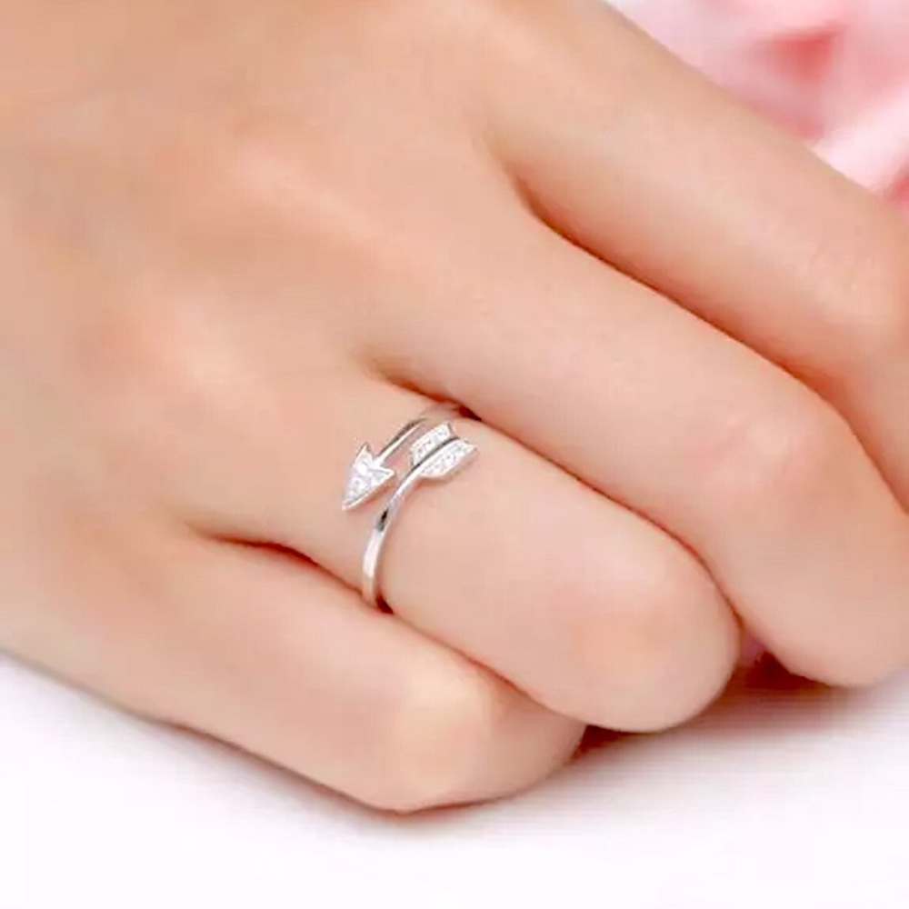 ⚜️[𝟯/$𝟭𝟴]⚜️NEW CZ Silver Arrow Bohemian Adjustable Ring - Picture 4 of 10